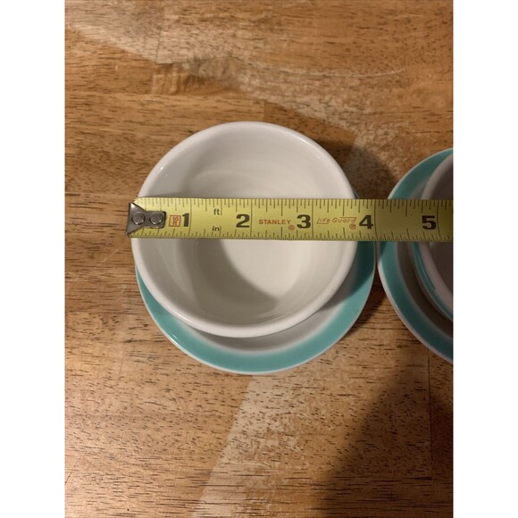 Walker China Bedford Ohio Vitrified Wide Green Rim Snack Plate Bowl Set 11-40/44 - Picture 5 of 7